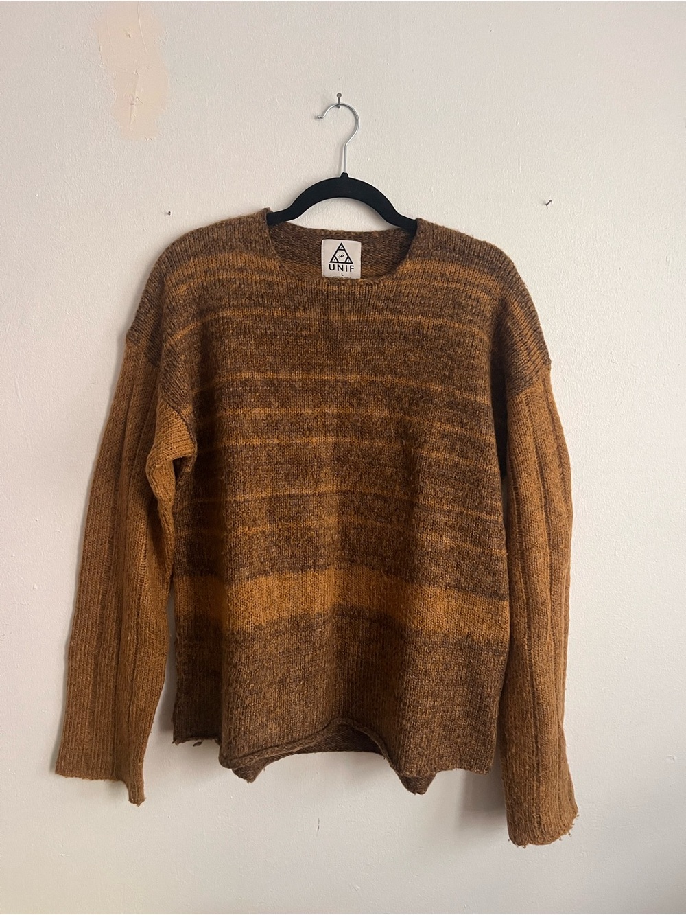 UNIF Brown Striped Crewneck Sweater